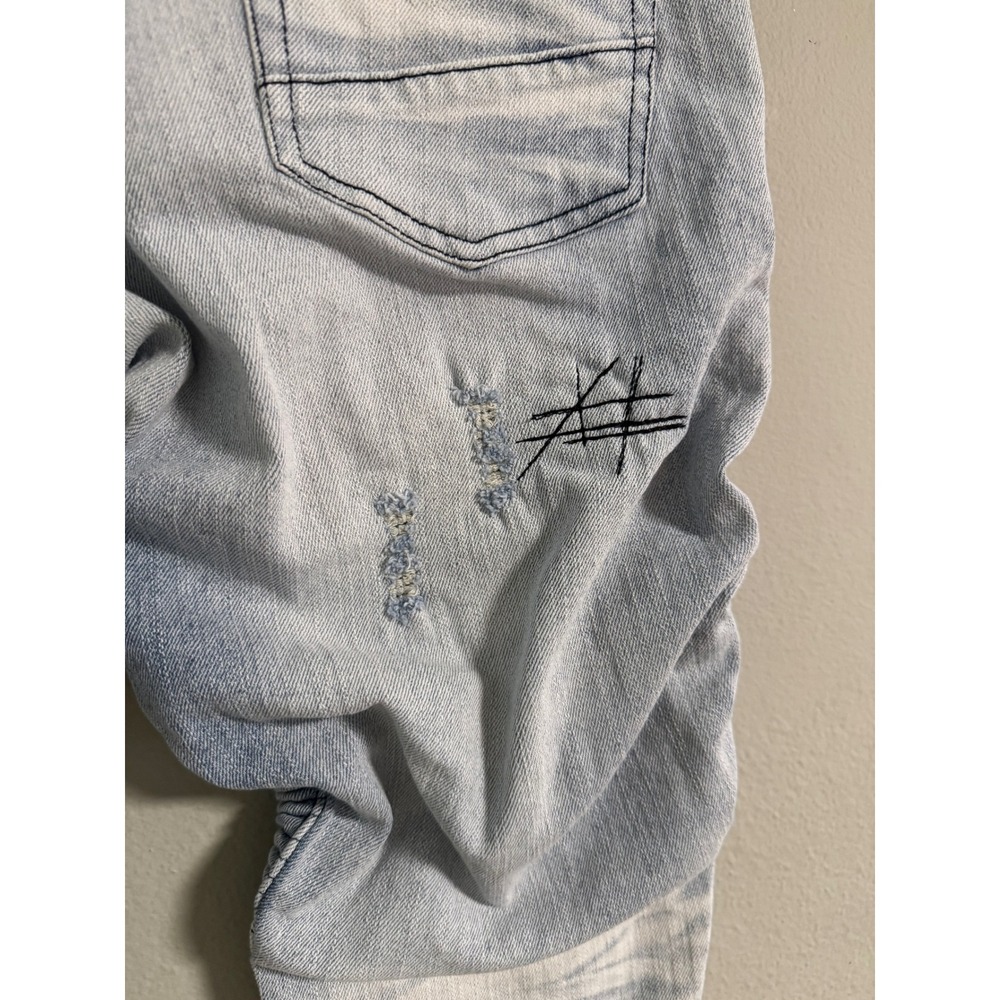 Rue21 Premium Supreme Flex Slim Taper Moto Distressed Jeans Mens 28x30 - Picture 6 of 9